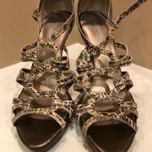 High Heel Snake Print Platform Sandal - size 10